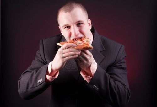 Businessman with Pizza